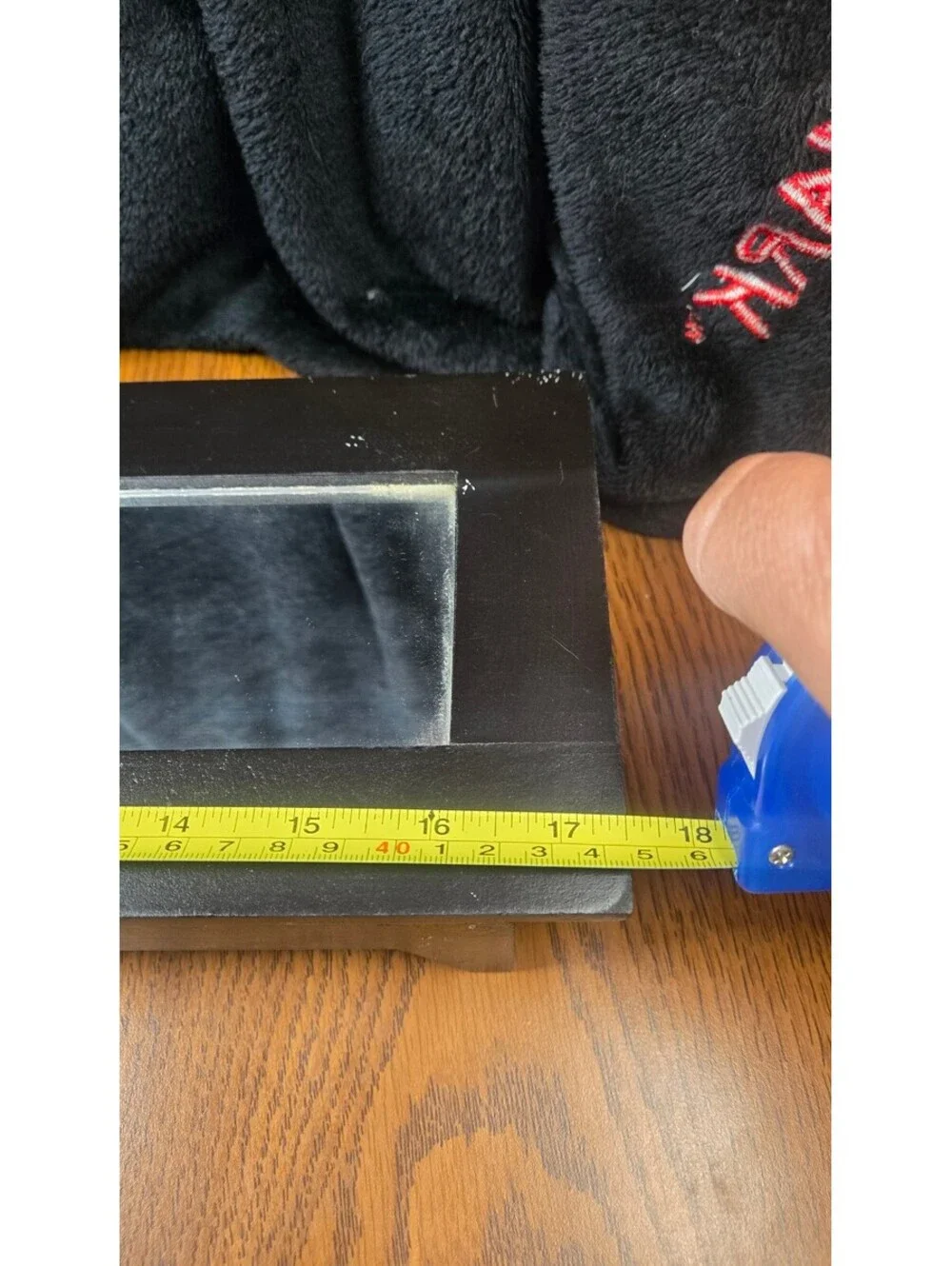 Black Wooden Tray with Mirror Center